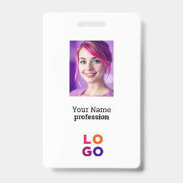 Tarjeta De Identificación Logotipo de empresa, foto, código Qr, ID de nombre