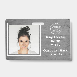 Tarjeta De Identificación Logotipo de empresa moderno gris madera Foto Id de