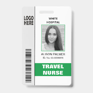 Tarjeta De Identificación logotipo de enfermera de viaje médico plantilla de