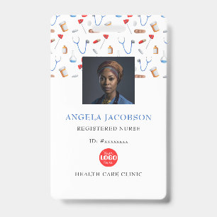 Tarjeta De Identificación Logotipo de enfermera registrada en atención médic