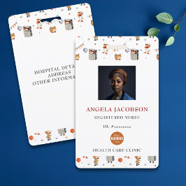 Tarjeta De Identificación Logotipo de enfermera registrada pediátrica linda