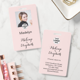Tarjeta De Identificación Logotipo de escritura en rosa sonrosado Foto Maqui