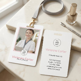 Tarjeta De Identificación Logotipo de Escritura Rosa Rubor Foto Salón de Uña