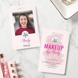 Tarjeta De Identificación Logotipo de escritura rosa sonrojado Foto Maquilla