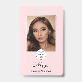 Tarjeta De Identificación Logotipo de escritura rosa sonrojado Foto Maquilla