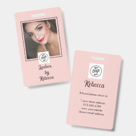 Tarjeta De Identificación Logotipo de escritura rosa sonrojado Foto Pestañas