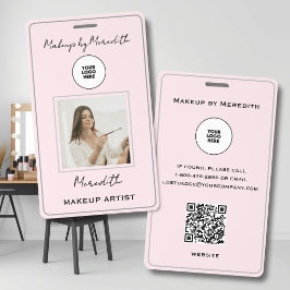 Tarjeta De Identificación Logotipo de escritura rosa sonrosado Foto Logotipo