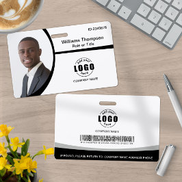 Tarjeta De Identificación Logotipo de foto Código de barras Empleado Blanco 