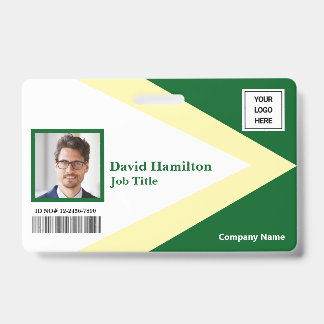 Tarjeta De Identificación Logotipo de foto código de barras verde blanco ama