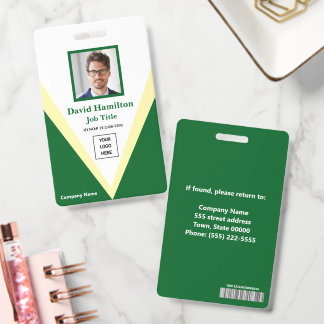 Tarjeta De Identificación Logotipo de foto código de barras verde blanco ama