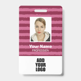 Tarjeta De Identificación Logotipo de foto de empleado personalizado y rayas