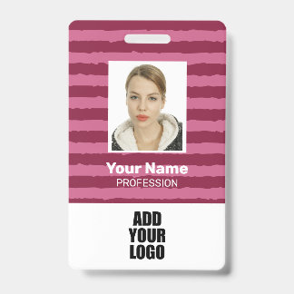 Tarjeta De Identificación Logotipo de foto de empleado personalizado y rayas
