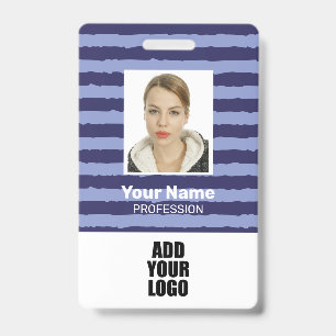 Tarjeta De Identificación Logotipo de foto de empleado y código de barras Fr