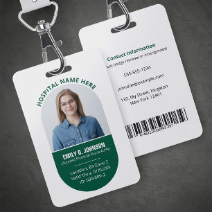 Tarjeta De Identificación Logotipo de Foto de Enfermera Práctica Licenciada