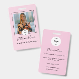 Tarjeta De Identificación Logotipo de Foto de Maquillaje con Letra Elegante