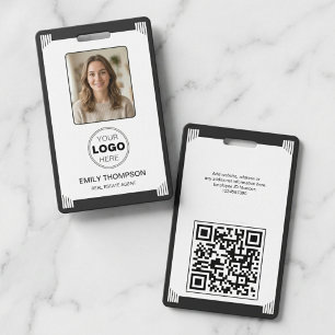 Tarjeta De Identificación Logotipo de foto en blanco y negro Art Déco minima