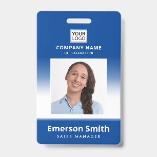 Tarjeta De Identificación Logotipo de foto gradiente azul nombre del emplead