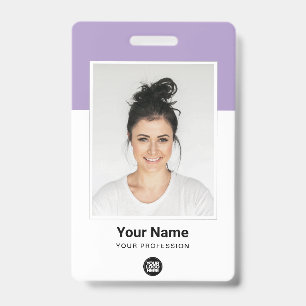 Tarjeta De Identificación Logotipo de foto grande de empleado de luz morada