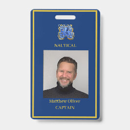Tarjeta De Identificación Logotipo de foto personalizado de Navy para emplea