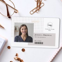 Tarjeta De Identificación Logotipo de foto QR de código de barras moderno si