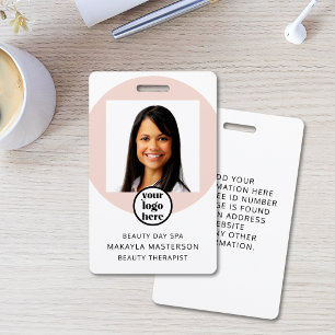 Tarjeta De Identificación Logotipo de foto rosa ID de empleado