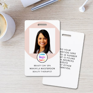 Tarjeta De Identificación Logotipo de foto rosa ID de empleado