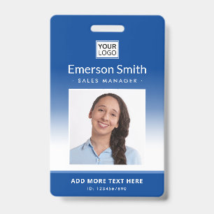 Tarjeta De Identificación logotipo de gradiente azul foto nombre del emplead
