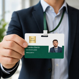 Tarjeta De Identificación Logotipo de ID de empleado verde foto de seguridad