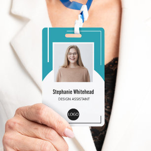 Tarjeta De Identificación Logotipo de ID de foto de empleado personalizado a