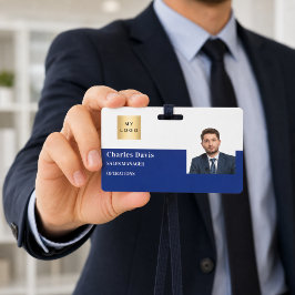 Tarjeta De Identificación Logotipo de identificación de empleado azul marino