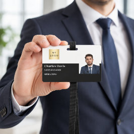 Tarjeta De Identificación logotipo de identificación de empleado negro foto