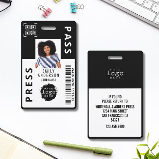 Tarjeta De Identificación Logotipo de identificación de pase de prensa de pe