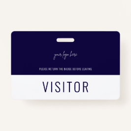 Tarjeta De Identificación Logotipo de la Compañía Simple Navy Blue Visier Pa