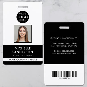 Tarjeta De Identificación Logotipo de la empresa Código de barras del person