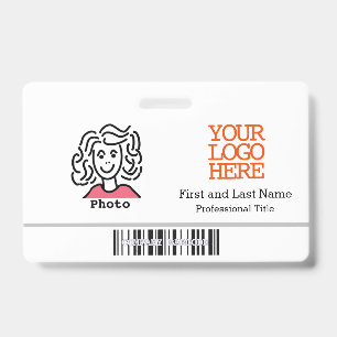 Tarjeta De Identificación Logotipo de la empresa Código de barras Foto del e