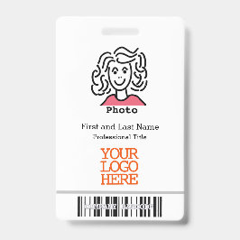 Tarjeta De Identificación Logotipo de la empresa Código de barras Foto del e