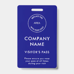 Tarjeta De Identificación Logotipo de la empresa de pases de visitante Azul