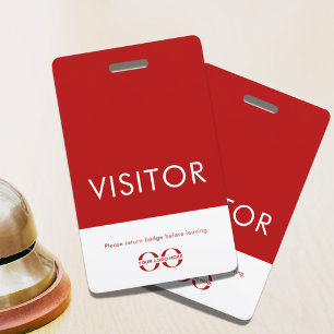 Tarjeta De Identificación Logotipo de la empresa Insignia de visitante rojo