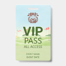 Tarjeta De Identificación Logotipo de la Liga del Club de Golf VIP PASS 