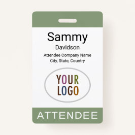 Tarjeta De Identificación Logotipo de la placa de asistencia verde sabio Cli