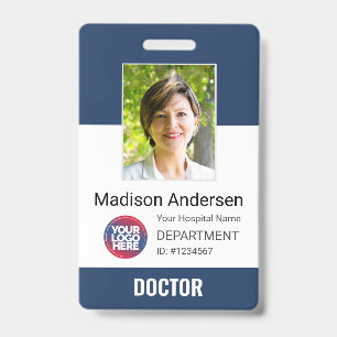 Tarjeta De Identificación Logotipo de médico personalizado, código de barras