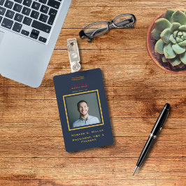 Tarjeta De Identificación Logotipo de Monograma Empresarial Moderno Foto Roj