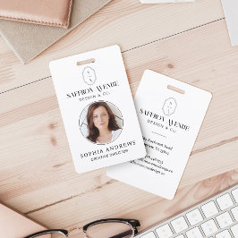 Tarjeta De Identificación Logotipo de monograma personalizado blanco minimal