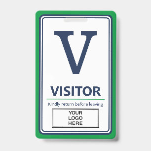 Tarjeta De Identificación Logotipo de negocio de borde azul verde para visit