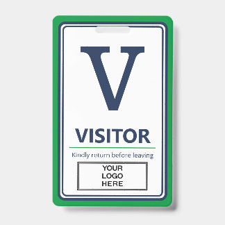 Tarjeta De Identificación Logotipo de negocio de borde azul verde para visit