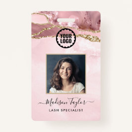 Tarjeta De Identificación Logotipo de negocio de fotos de Marble Agble Purpu