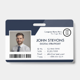Tarjeta De Identificación Logotipo de negocio Nombre de empleado Código Qr a