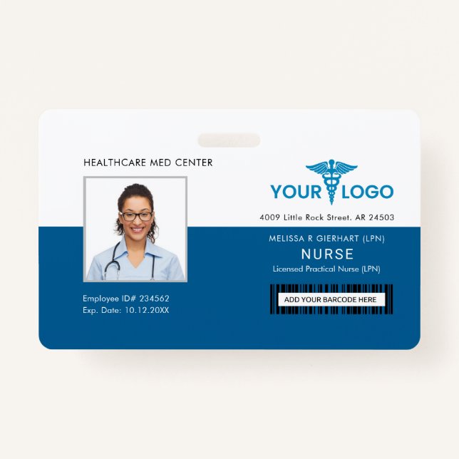 Tarjeta De Identificación Logotipo de negocio Personalizado de fotografía de (Anverso)