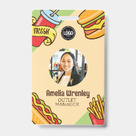 Tarjeta De Identificación Logotipo de negocio personalizado | Tema Hamburger