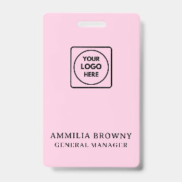 Tarjeta De Identificación Logotipo de negocio rosa | Diseño moderno de perso